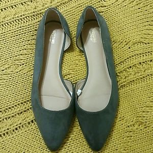 Grey suede flats with side cut out, 10